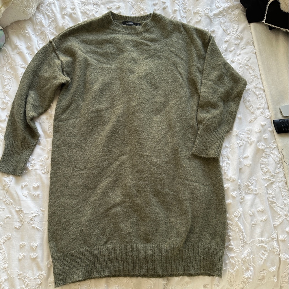 Olive green sweater dress